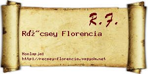 Récsey Florencia névjegykártya